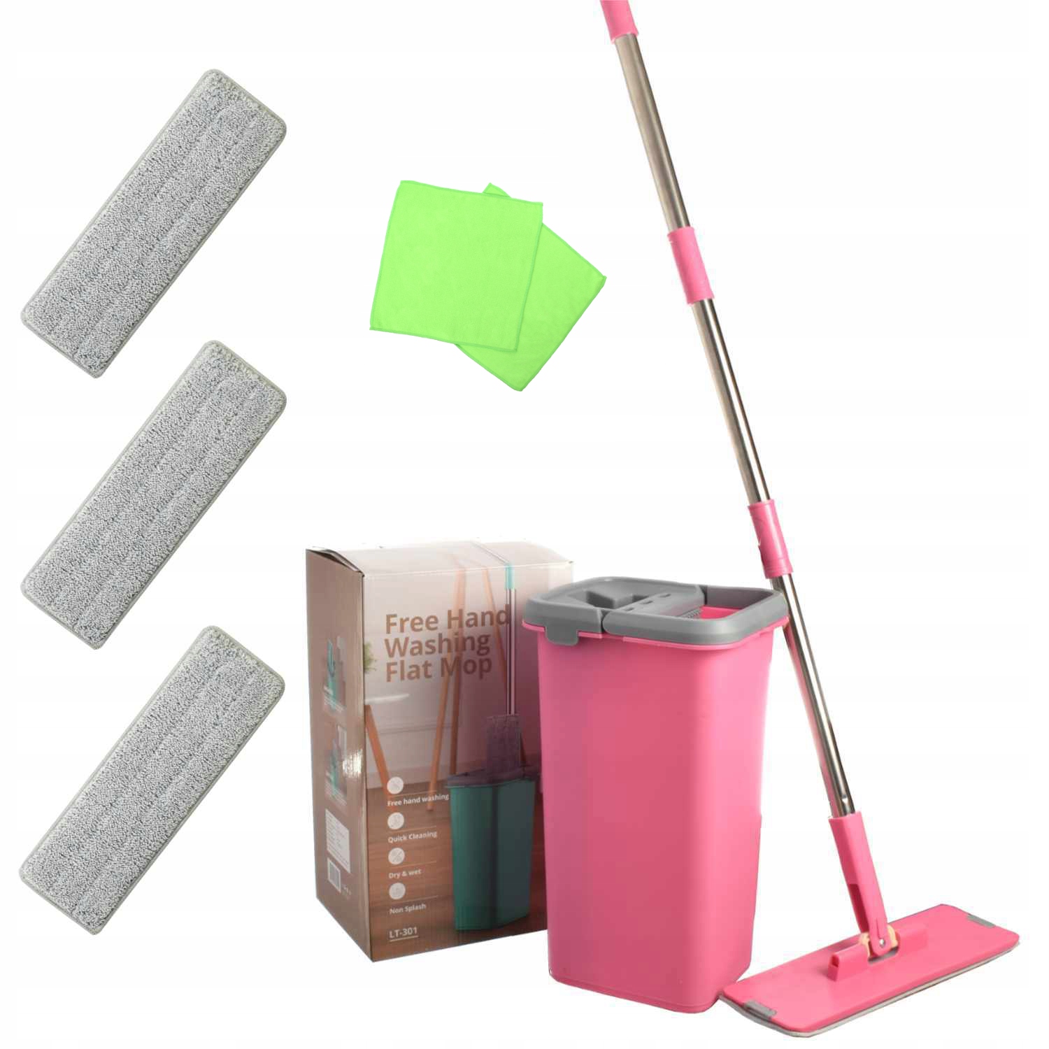 

Mop Płaski Obrotowy Z Wiadrem Nakładki Ściereczki