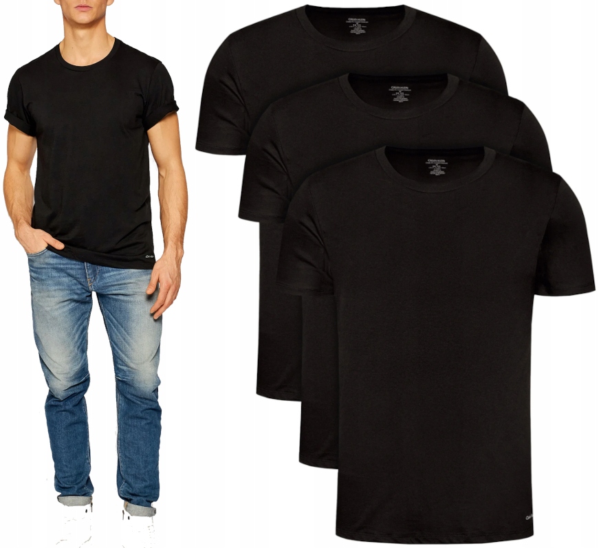 Calvin Klein 3-balení tričko pánské černé tričko bavlna Classic Fit M