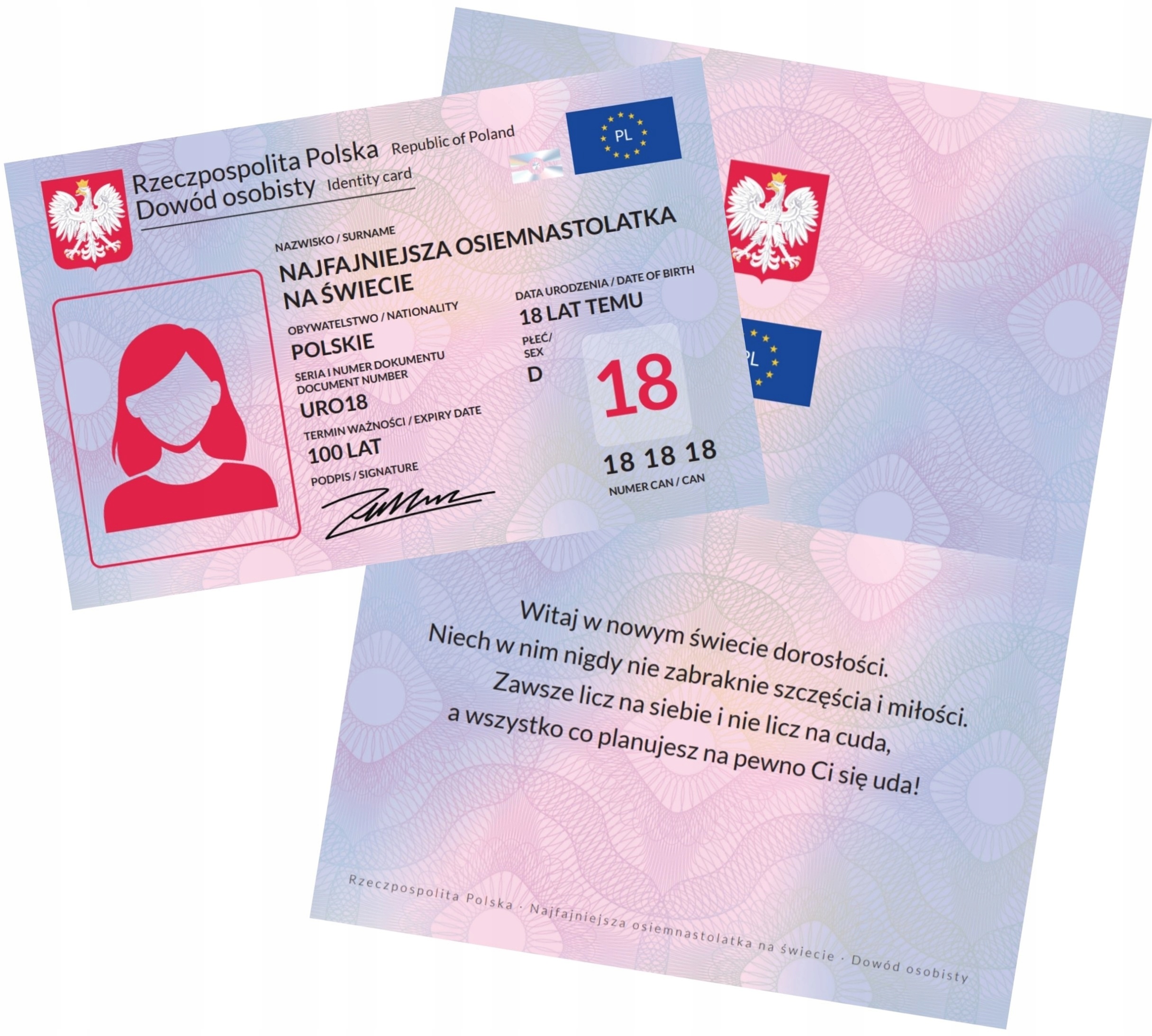 Darček k 18. narodeninám pre dievča Vtipný občiansky preukaz