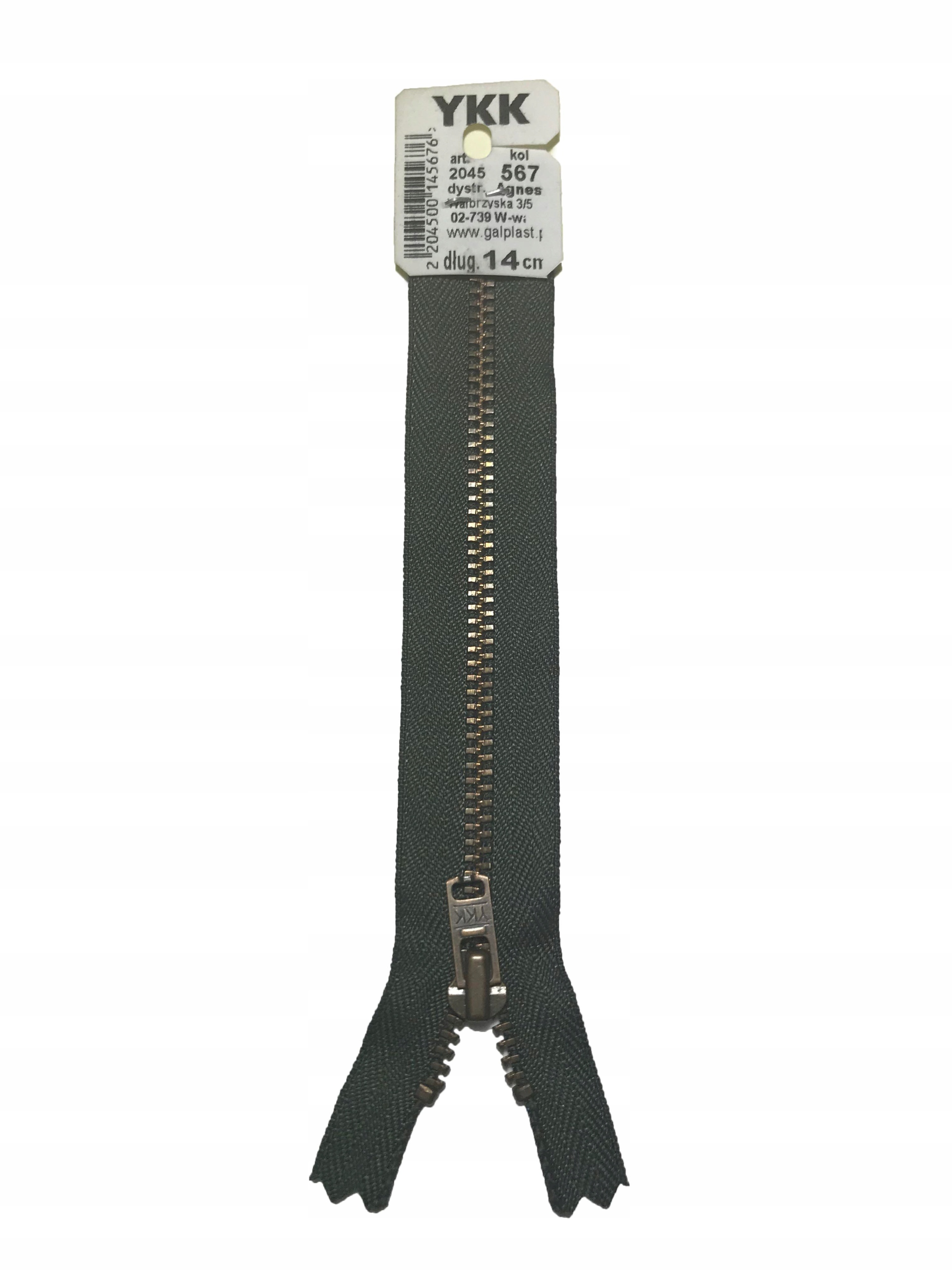Ykk zamek metalowy 14cm do spodni zieleń butelka