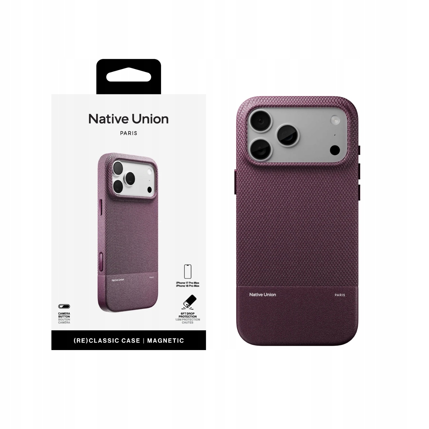iPhone 18 Pro Max Obal Kryt Native Union (Re)Classic Case, Burgundské