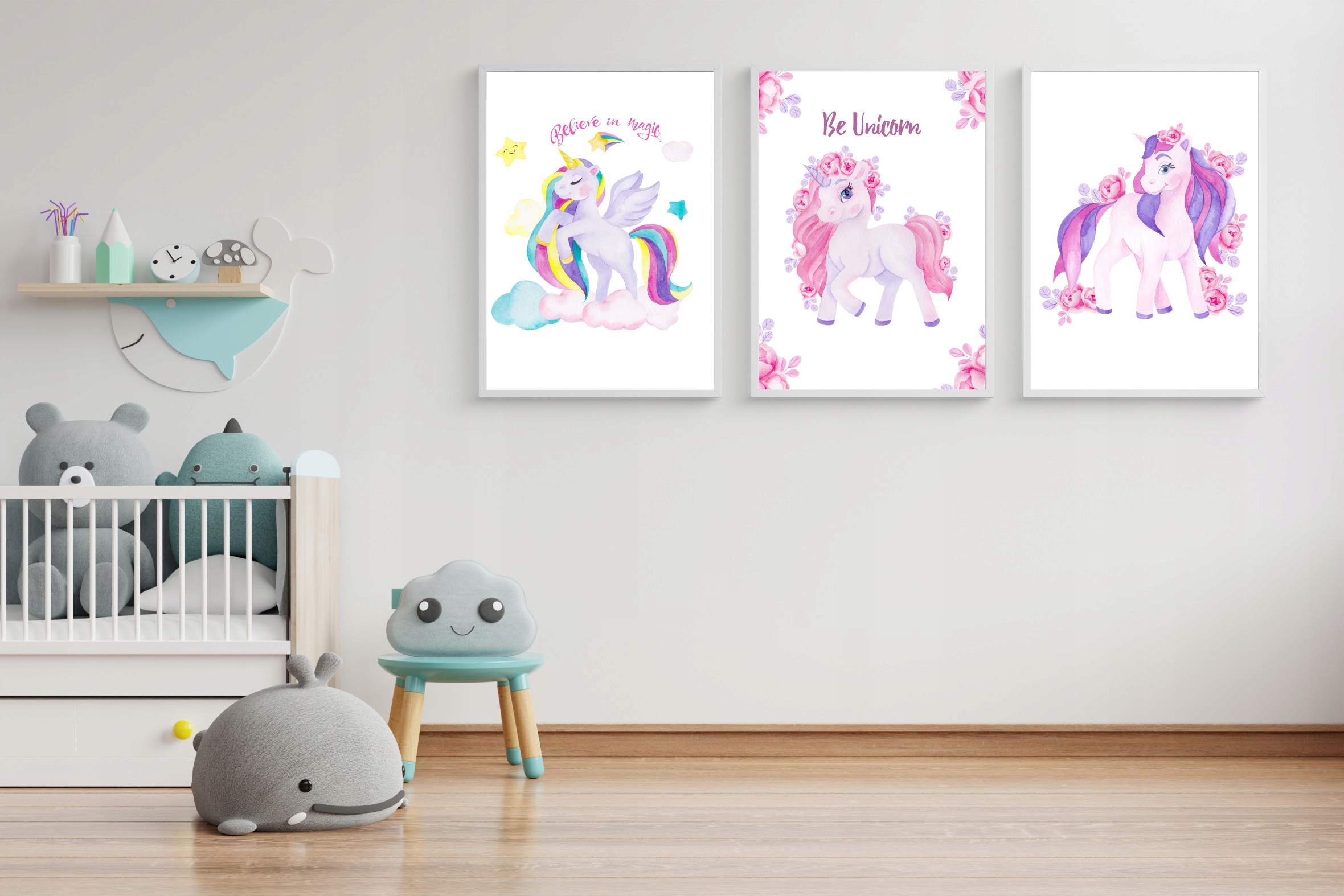 Zestaw 3 PLAKATY DZIECI A4+RAMKI kucyki pony konik Marka inna