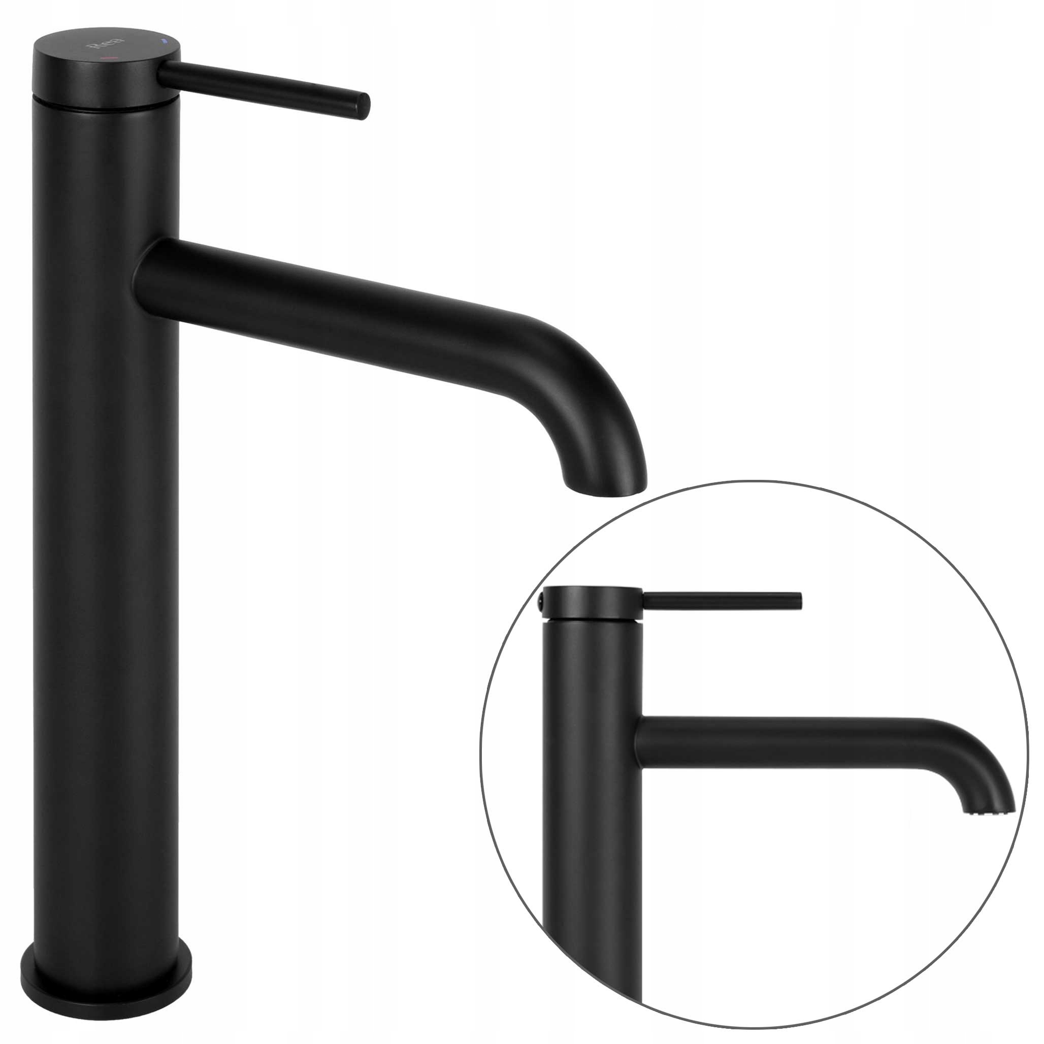 Čierna vysoká stojanková umývadlová batéria Black Rea Spot Mat Perlator