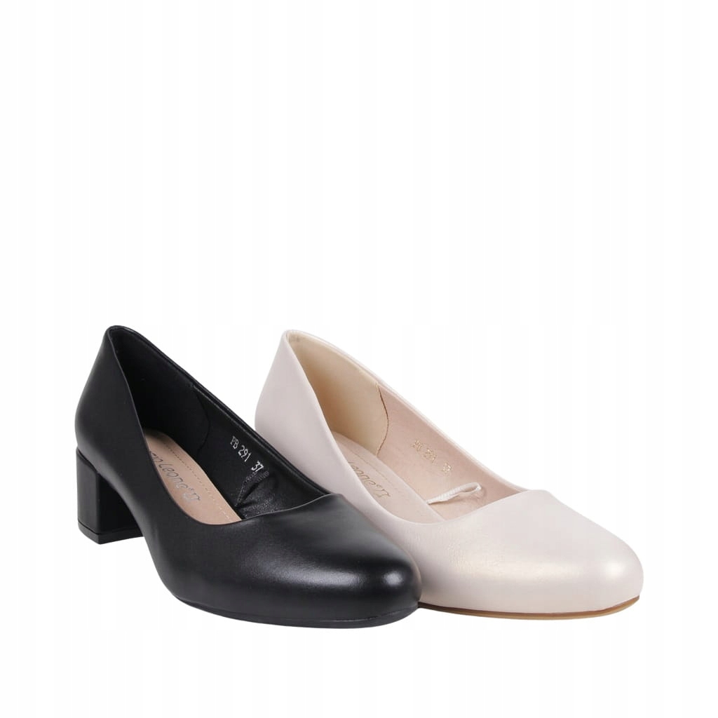 BUTY DAMSKIE CZÓŁENKA NA NISKIM OBCASIE SERGIO LEONE MODNE CZARNE LICOWE Materiał wkładki skóra naturalna