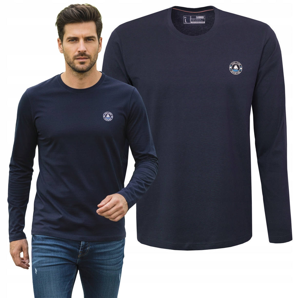 Longsleeve pánské tričko s dlouhým rukávem bavlněné Ted tmavě modré XXL