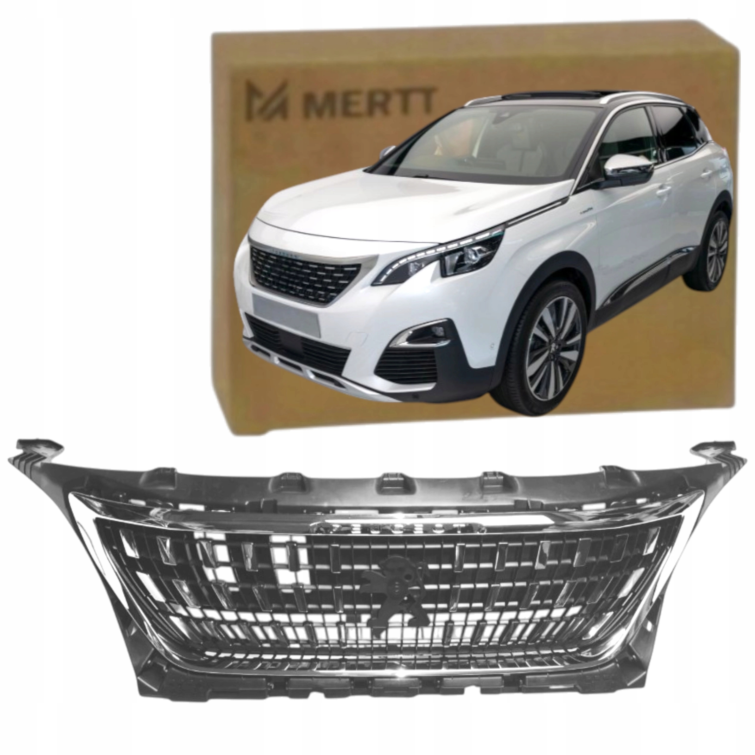 nová atrapa předního chladiče Grill chrom Peugeot 3008 5008 2016-2020