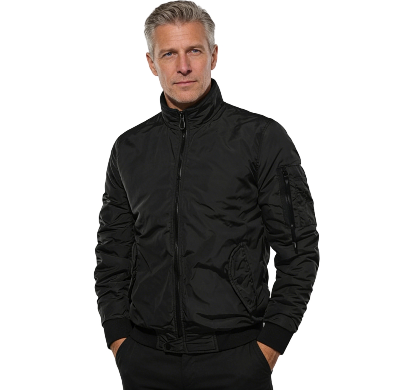 Pánská bomber přechodová bunda s podšívkou a stahovacími pásky XXL