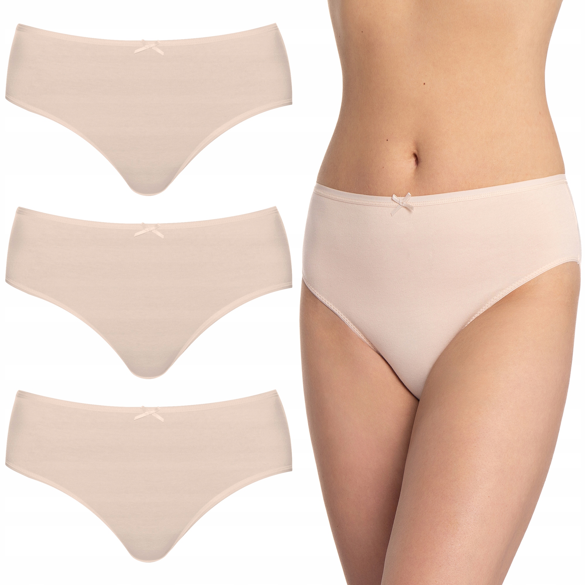 Kalhotky Bikini Lama Dámské bavlněné hladké kalhotky Pohodlné 3-PAK M