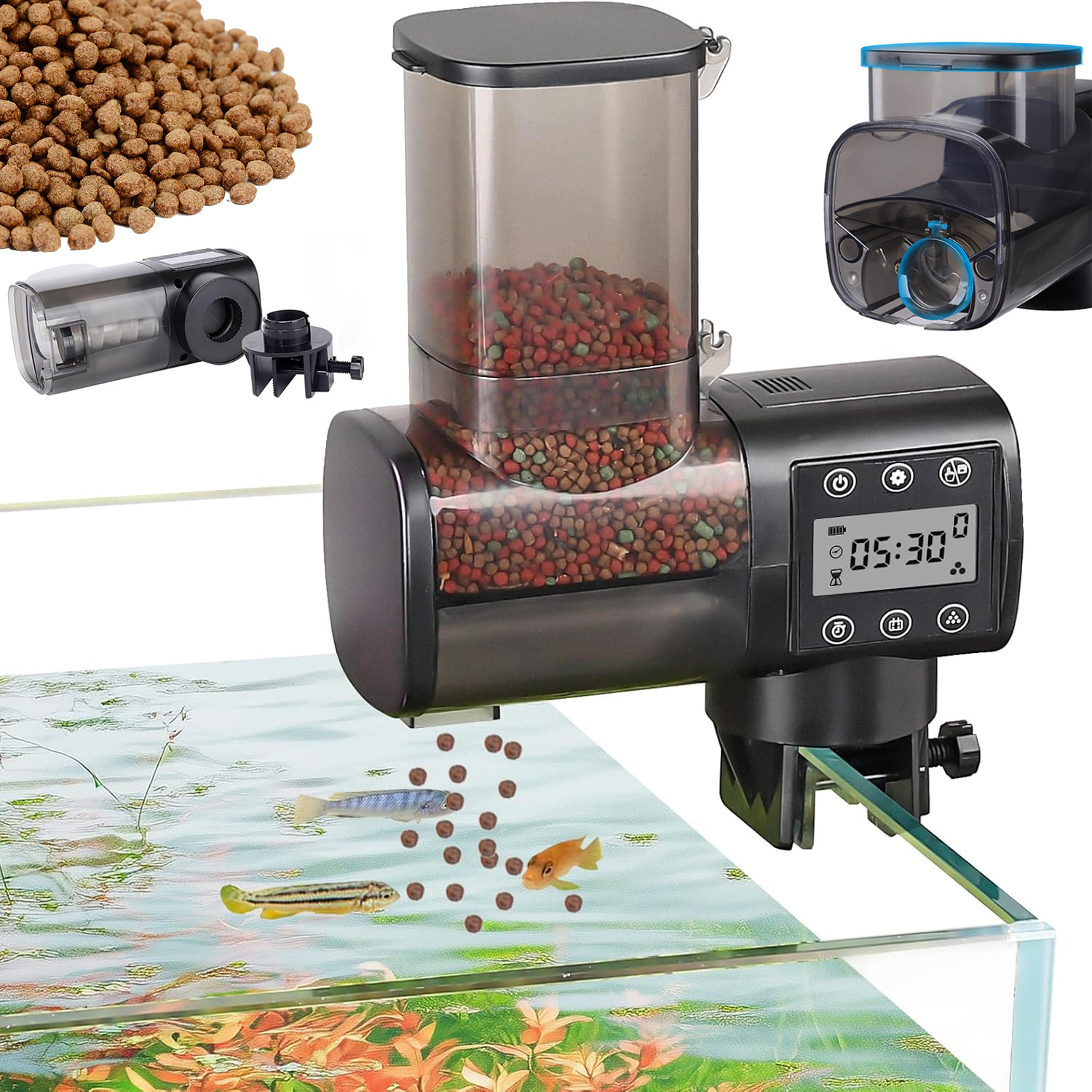 Levně Automatické Krmítko Pro Akvarijní Ryby Dávkovač Krmiva 500 ML Napájené