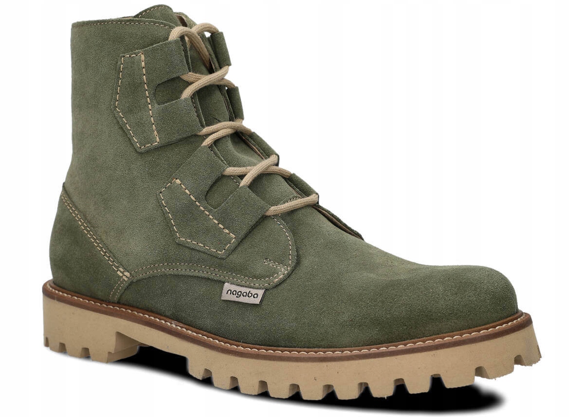 Nagaba 488 Khaki Velvet Pohodlné Kůže, Leštěné Polské Kotníkové Boty
