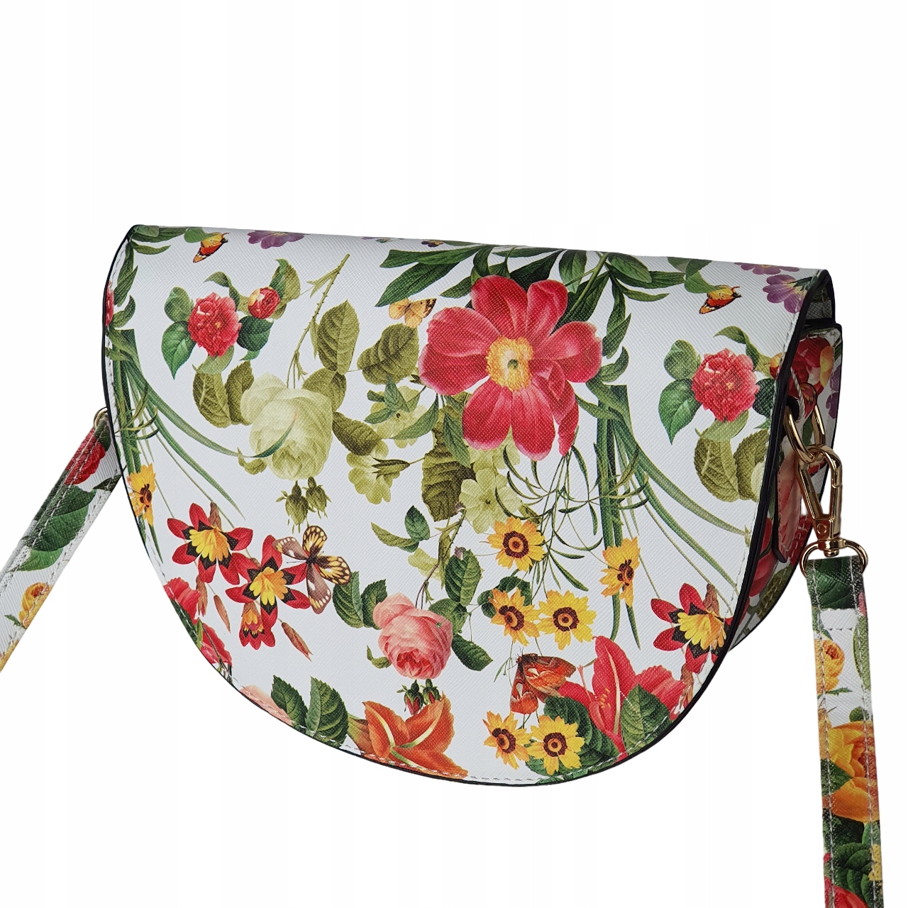 TOREBKA DAMSKA MAŁA LISTONOSZKA NA RAMIĘ KWIATY ŁĄKA BOHO Marka Velluggio
