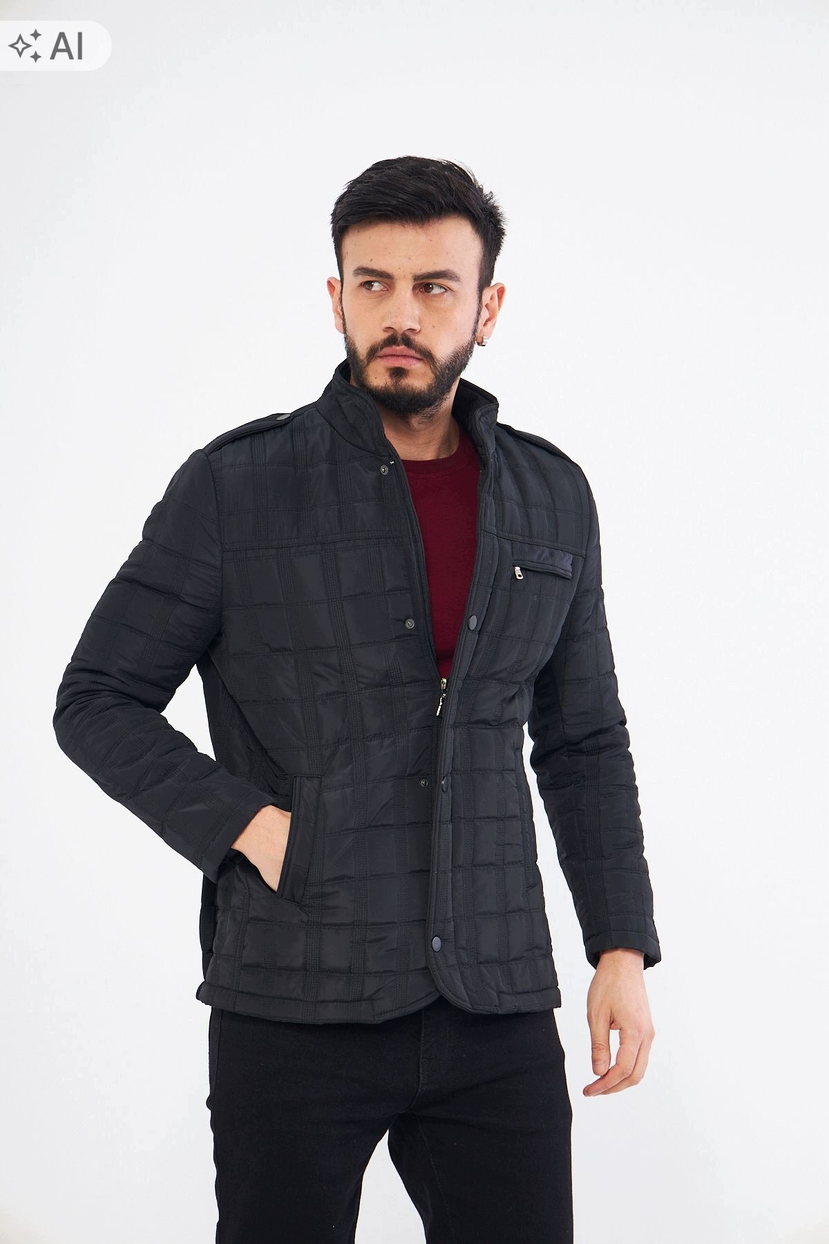 S&v Textil Černá Pánská Prošívaná Bunda S Podšívkou, Velikost 5IA