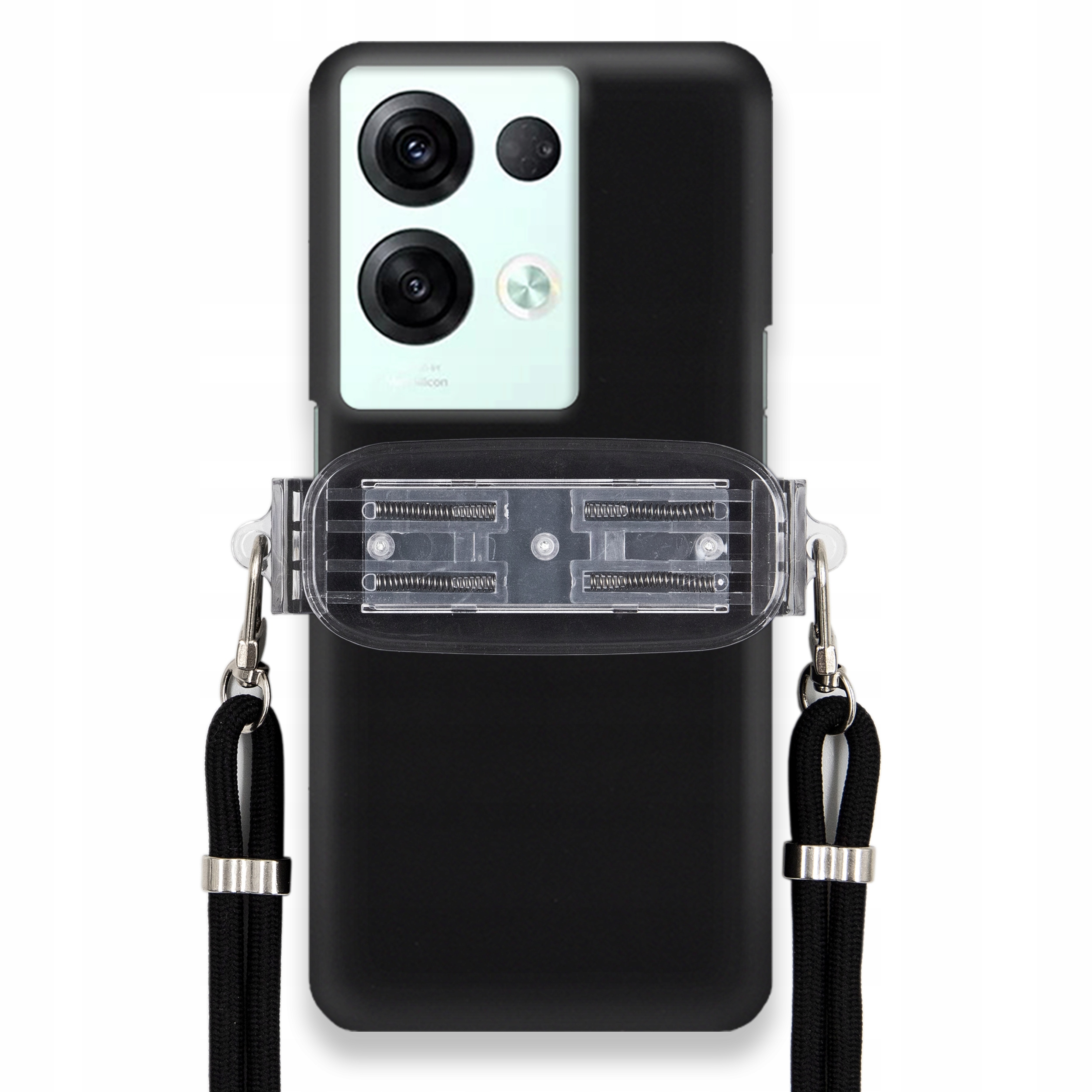 Puzdro Pre Oppo Reno 8 Pro 5G Smooth Case Univerzálny Držiak Čierna Šnúrka
