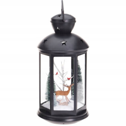 Vánoční Lampion Černý, Plastový, 43 CM, S Led Diodami