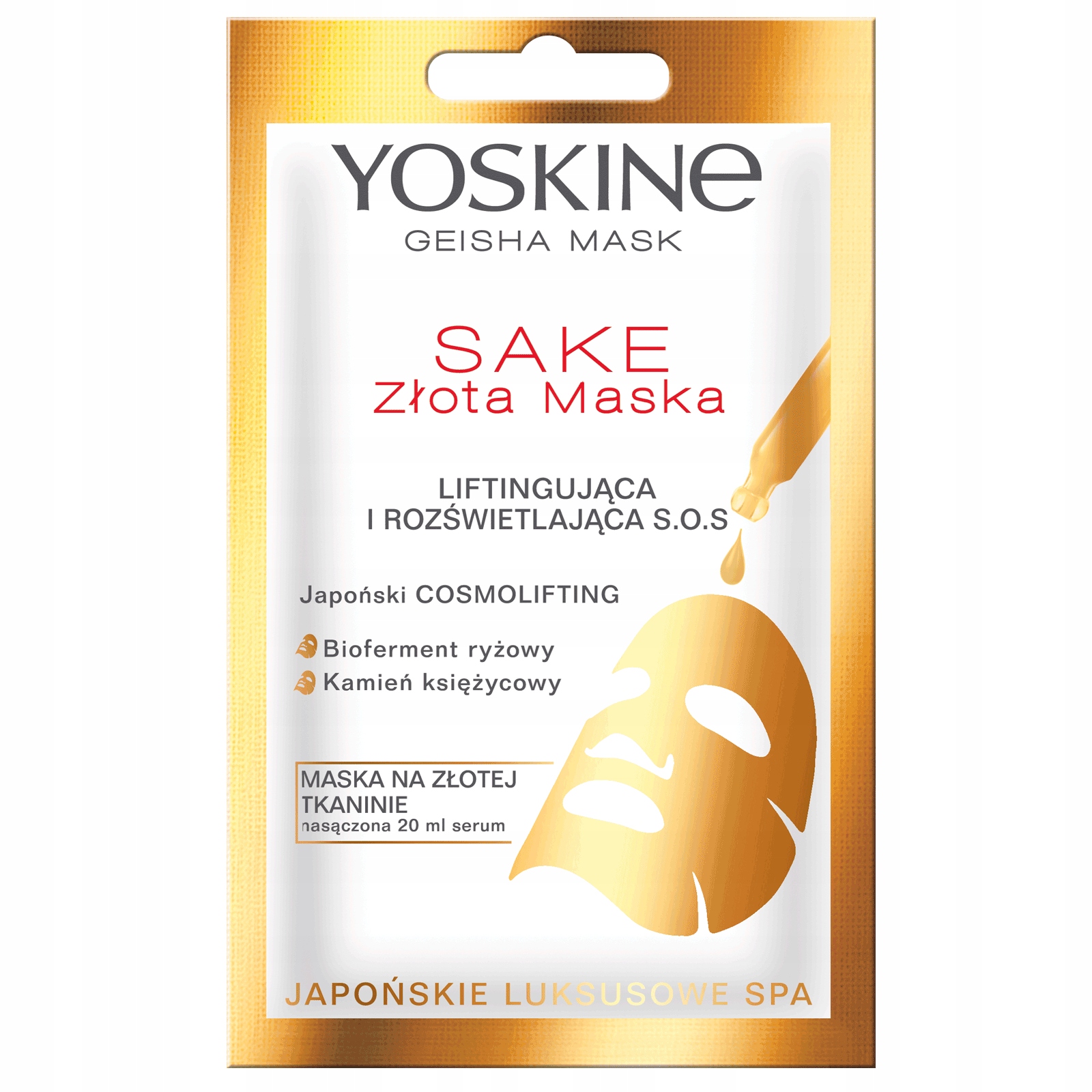 

Yoskine Geisha Mask Maska na złotej tkaninie Sake
