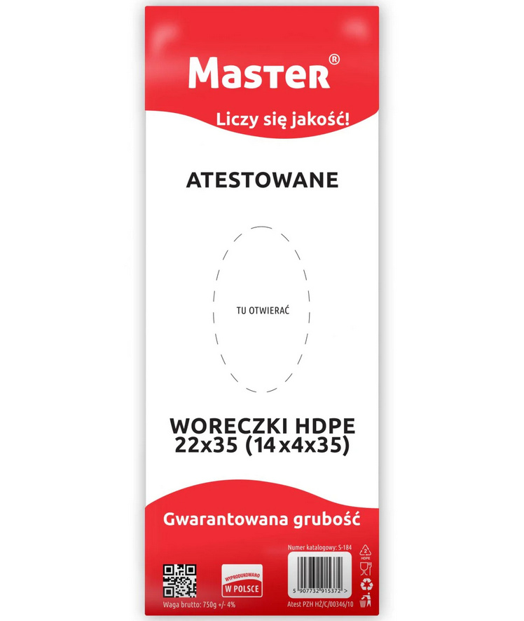 

Woreczki worki Hdpe 22x35 (14x4x35) cm Atestowane