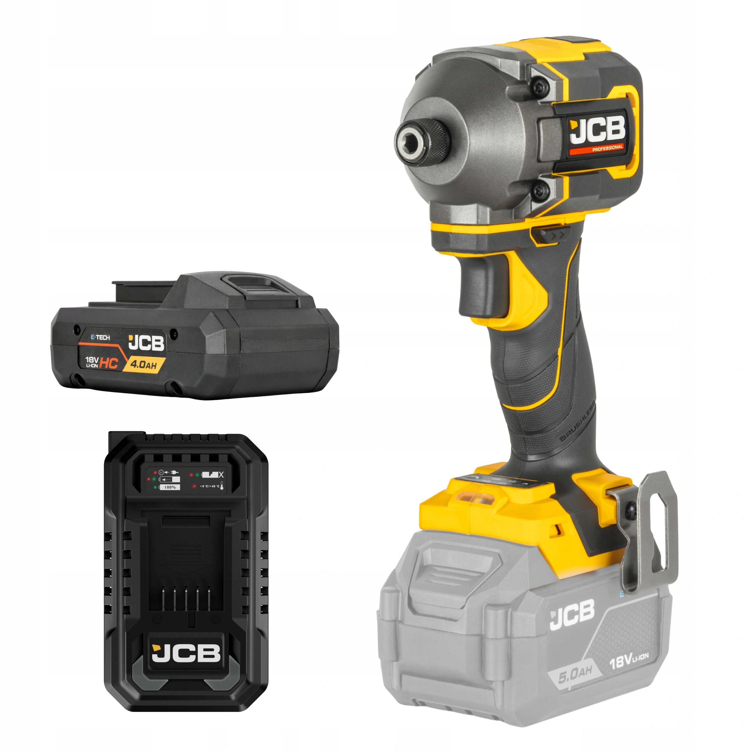 Jcb Professional 18V Zakrętarka Udarowa 230Nm Ładowarka 4.5A Akumulator 4Ah