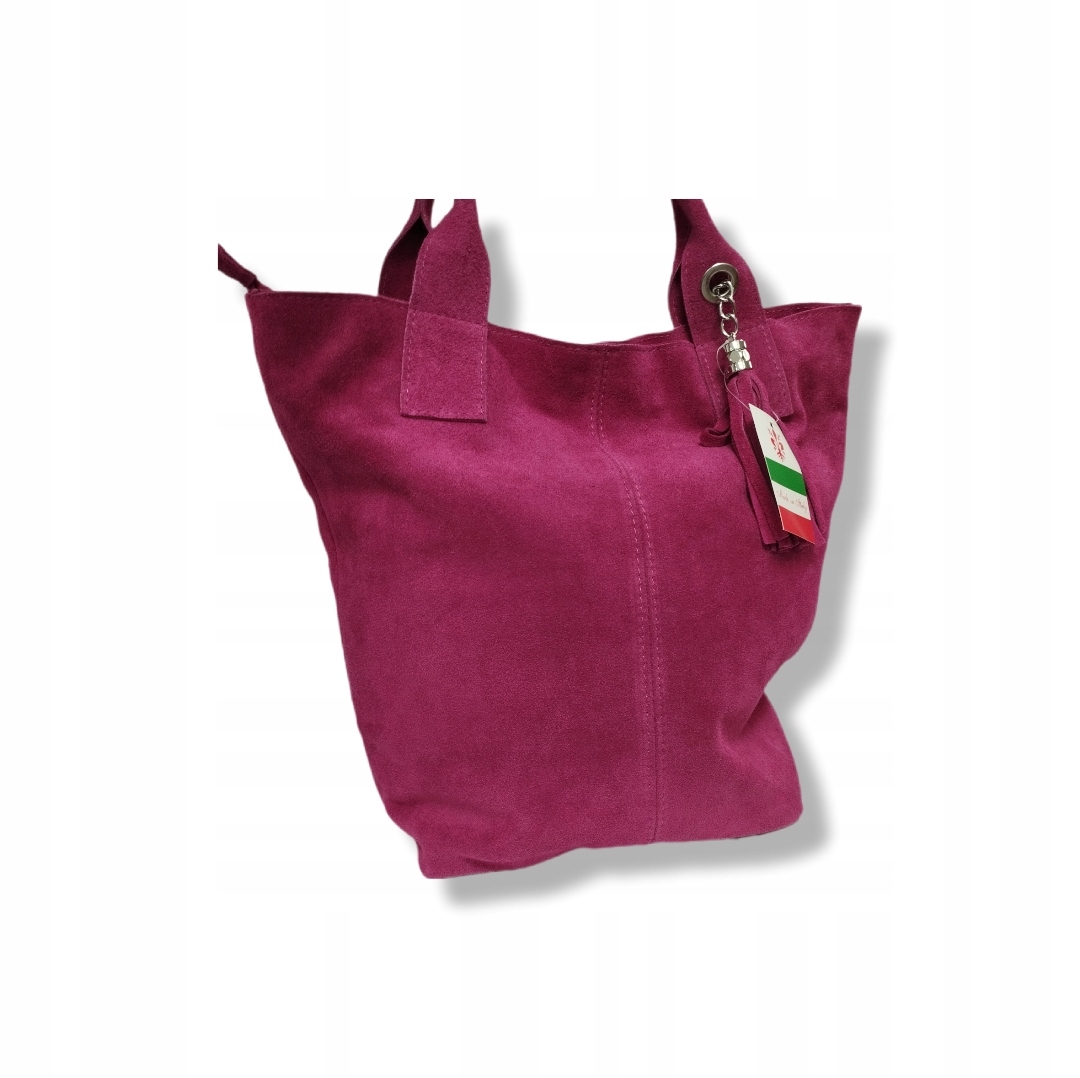 Kabelka Shopper přírodní kůže taška Fuchsiová semišová