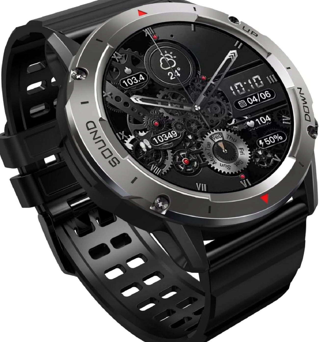 ZEGAREK SMARTWTCH MĘSKI ROZMOWY MENU PL KROKI DUŻA BATERIA FOLIA OCHRONNA Komunikacja Bluetooth