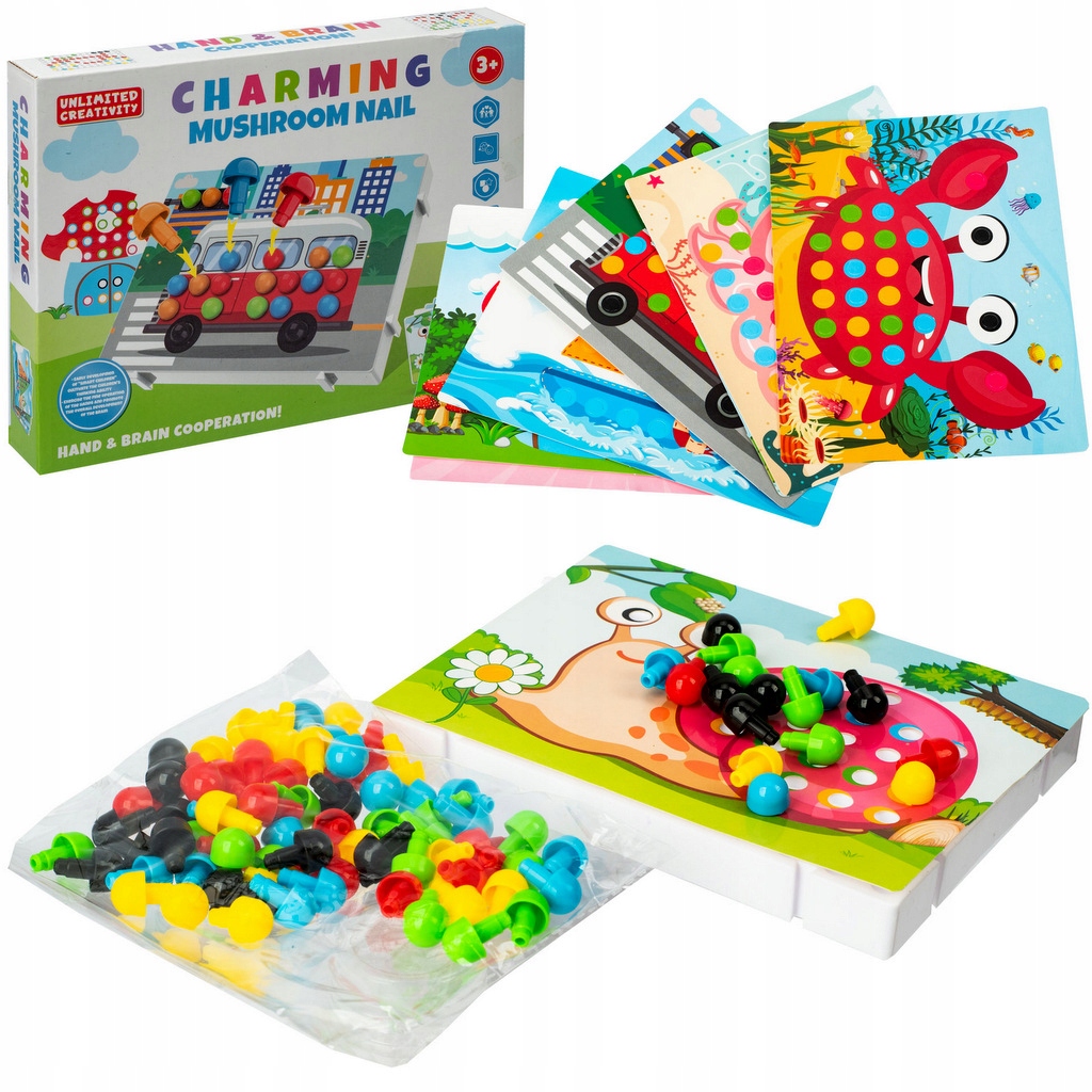 

Układanka Guzikowa Mozaika Grzybki Montessori