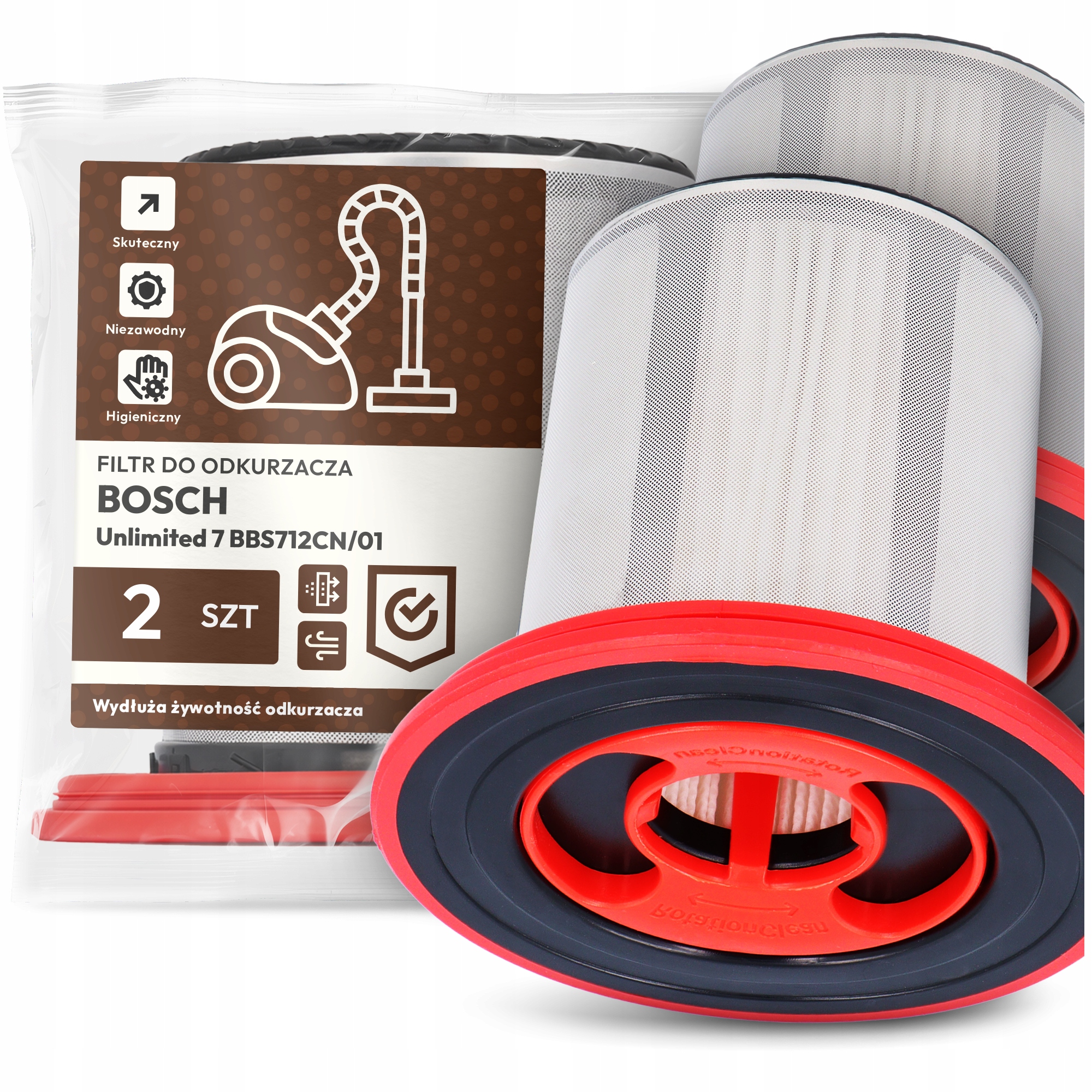 2x Vzduchový Filtr pro Vysavač Bosch Unlimited 7 BBS712CN/01 Hepa Em-w