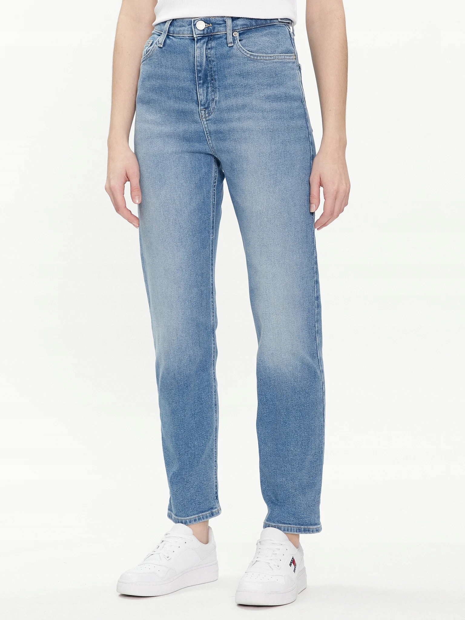 Tommy Jeans Džíny Úzké Nohavice Modré Vysoký Pas S Oděrkami 25/32 Xta