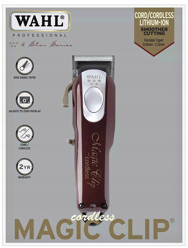 PROFESJONALNA MASZYNKA DO WŁOSÓW WAHL CORDLESS MAGIC CLIP 5 STAR - NASADKI Kod producenta 8148