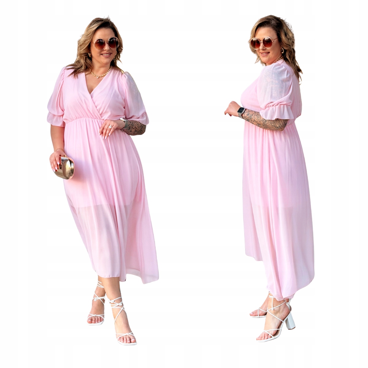 Šaty Maxi Elegantní Velká velikost Plus Size Dámská Cavaricci Růžová