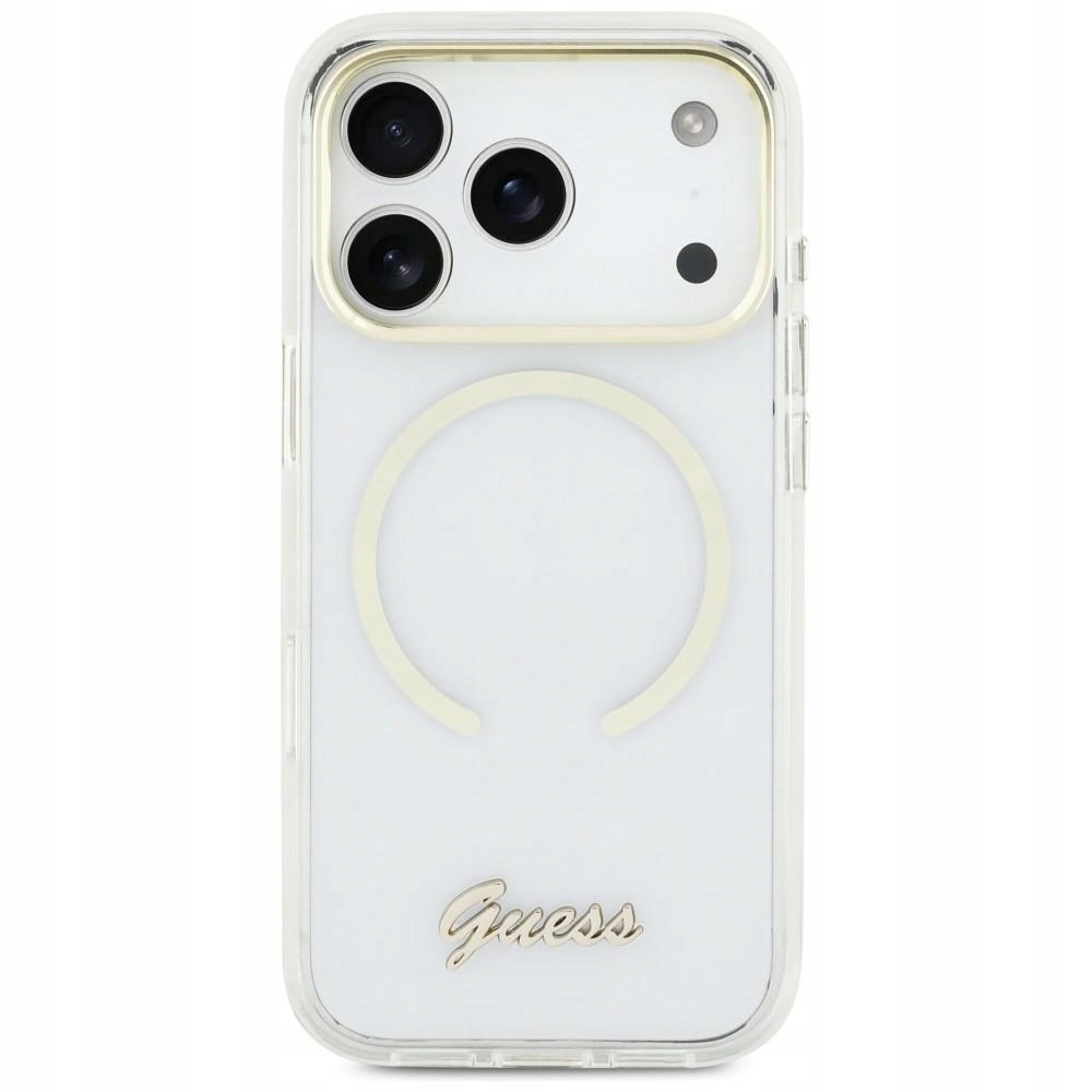 Guess Etui IML Script Metal Do Iphone Air Magsafe Przezroczyste Z Logo