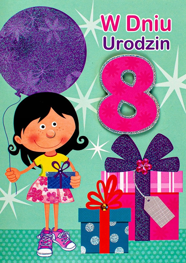 Kartka na 8 urodziny dla Dziewczynki urocza M847