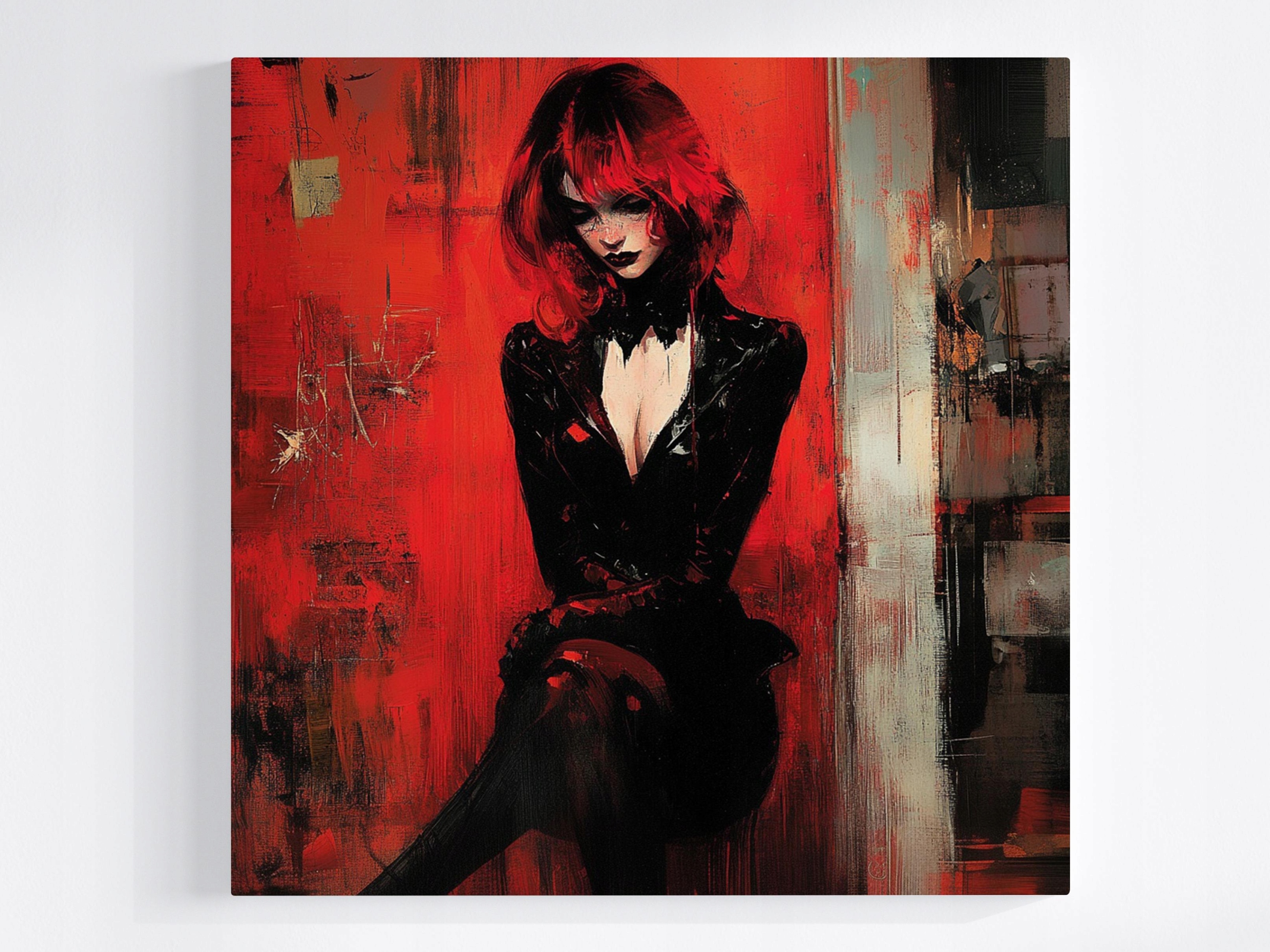 Obraz Na Plátně Canvas Portrét Žena Dívka Červená Smutek 80x80