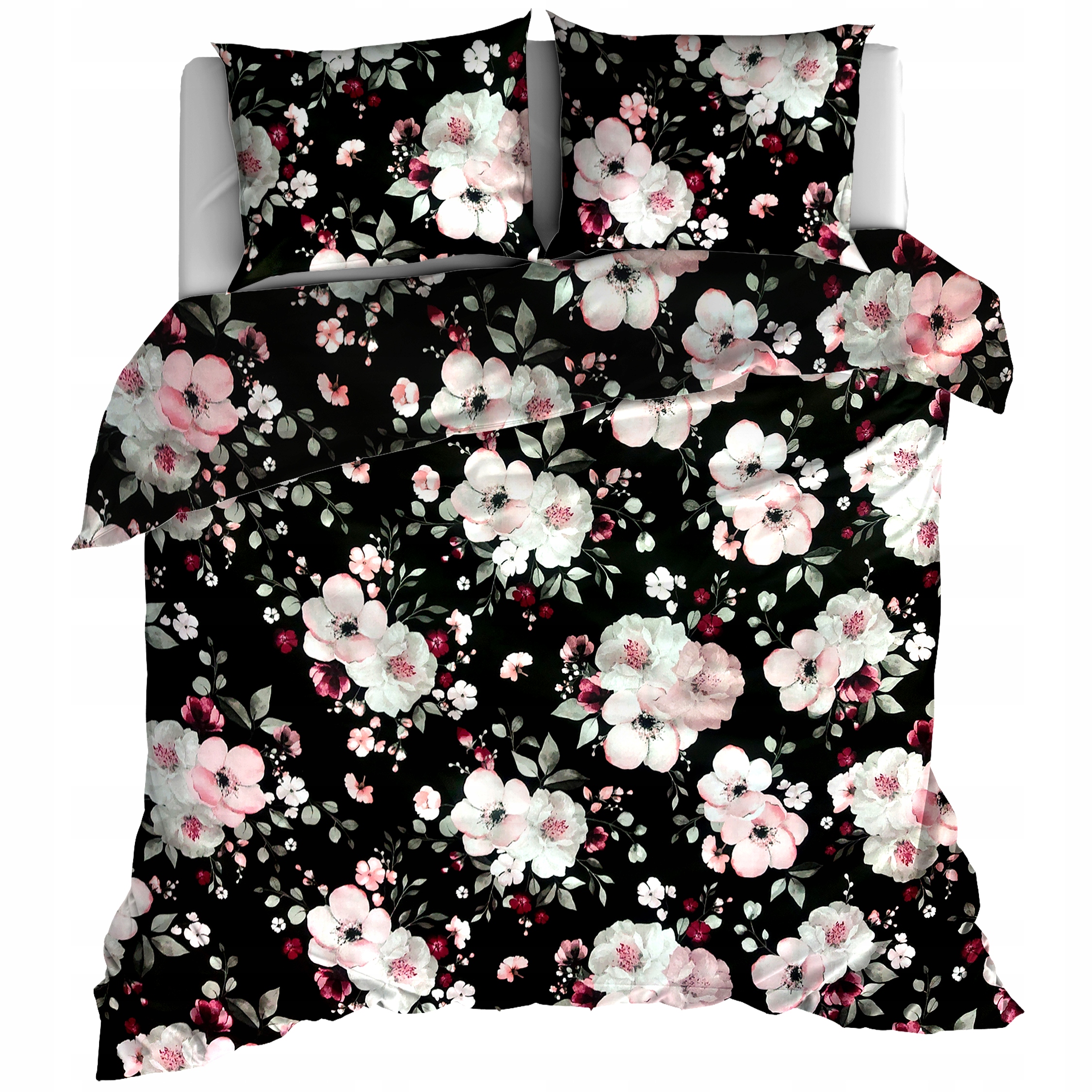 

Pościel Bawełna 180x200 Kwiat Jabłoni Czarna