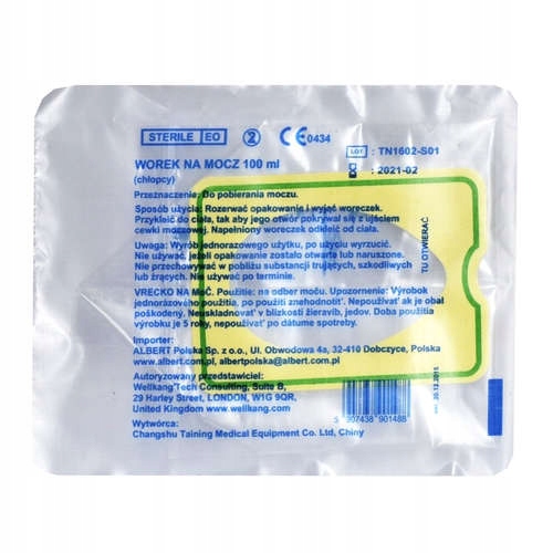

Worek na mocz sterylny dla chłopców 100 ml