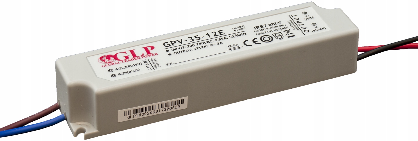 GLP ВОДОНЕПРОНИЦАЕМЫЙ ИСТОЧНИК ПИТАНИЯ ДЛЯ LED IP67 GPV-35-12E 36W 12V