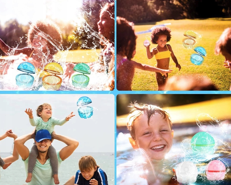 BOMBY WODNE OKRĄGŁE NA WODĘ WIELOKROTNEGO UŻYTKU ZESTAW 6 SZTUK Wiek dziecka 2 lata +