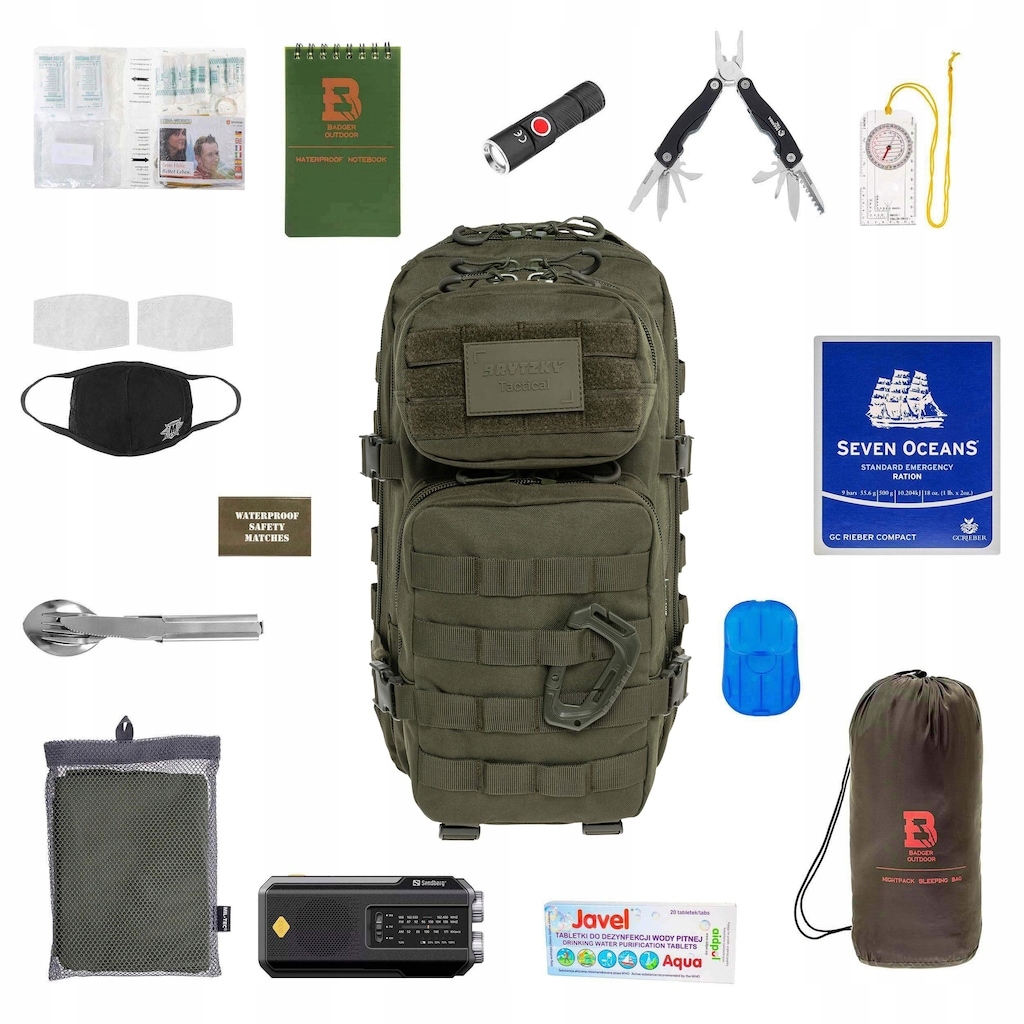 Batoh Rcb evakuační Brytzky Tactical Polygon Small 20l Olive vybavený