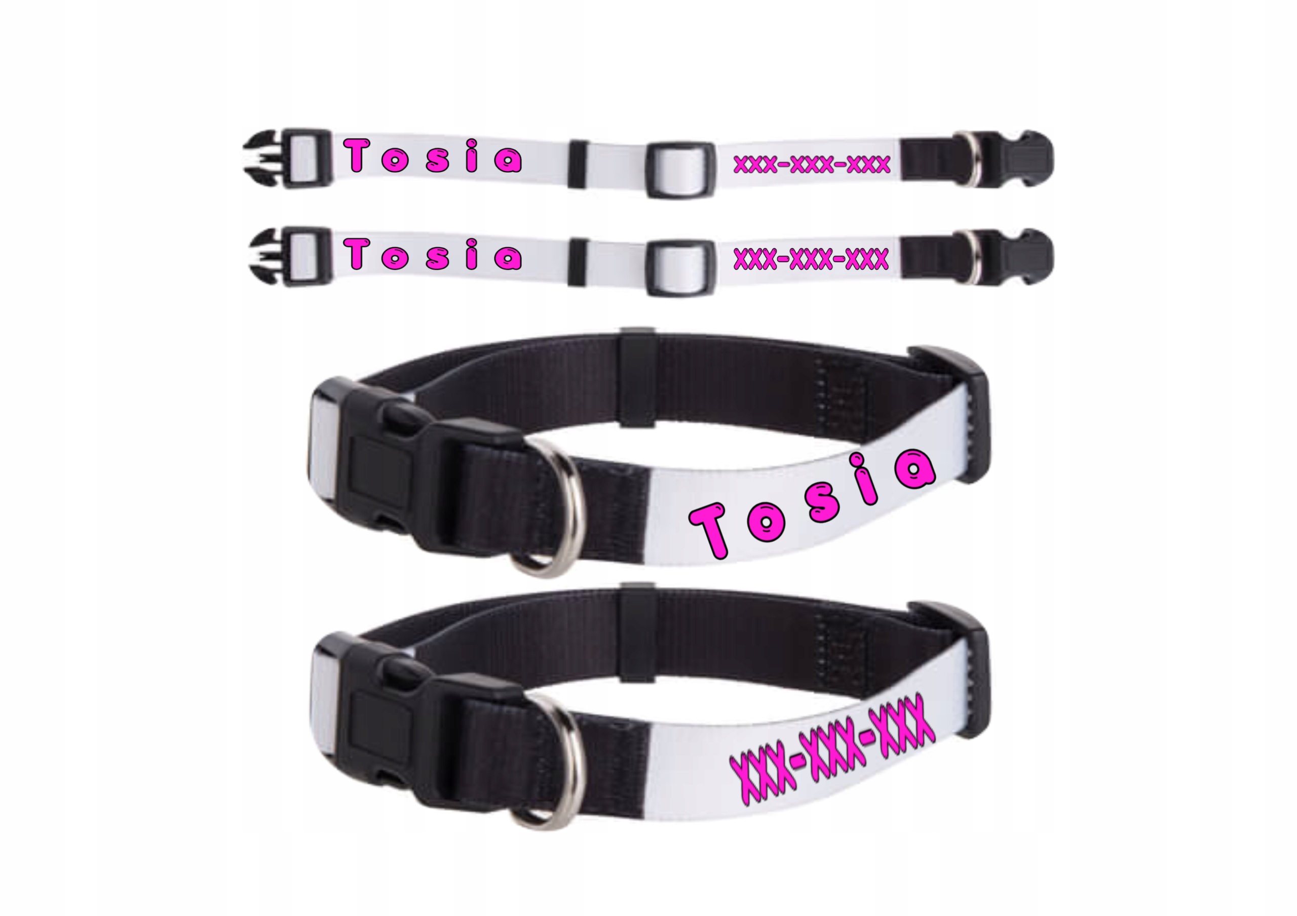 Levně Sada látkových obojků pro psa s jménem a telefonním číslem
