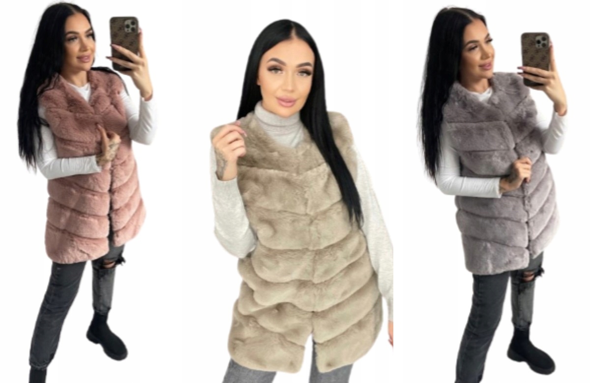 Vesta Bez Kapuce Kožešina Zapínaná Uni MIX Barev