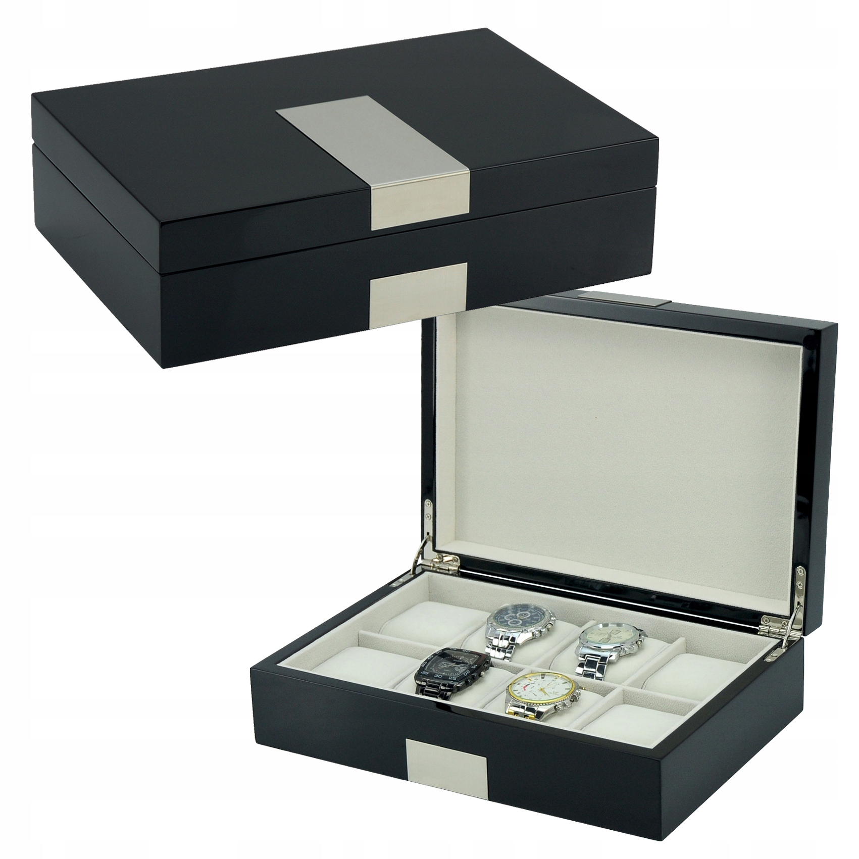 PUDEŁKO SZKATUŁKA ETUI NA 8 DUŻYCH ZEGARKÓW Kod producenta SW-2022BL