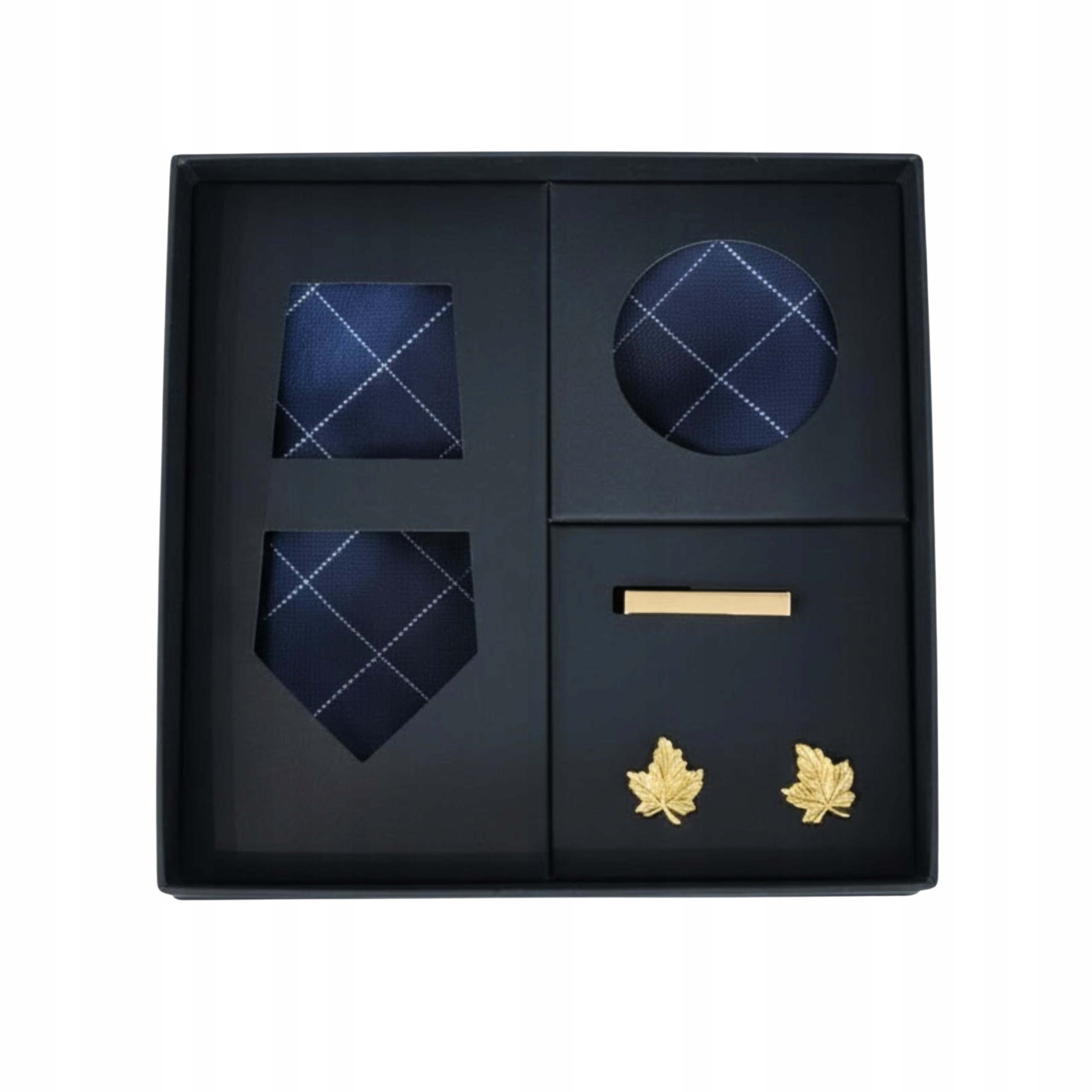 Elegantní Sada Kapesníčků Kravata Sponky Krabička Idelovaný Dárek Pro Něj