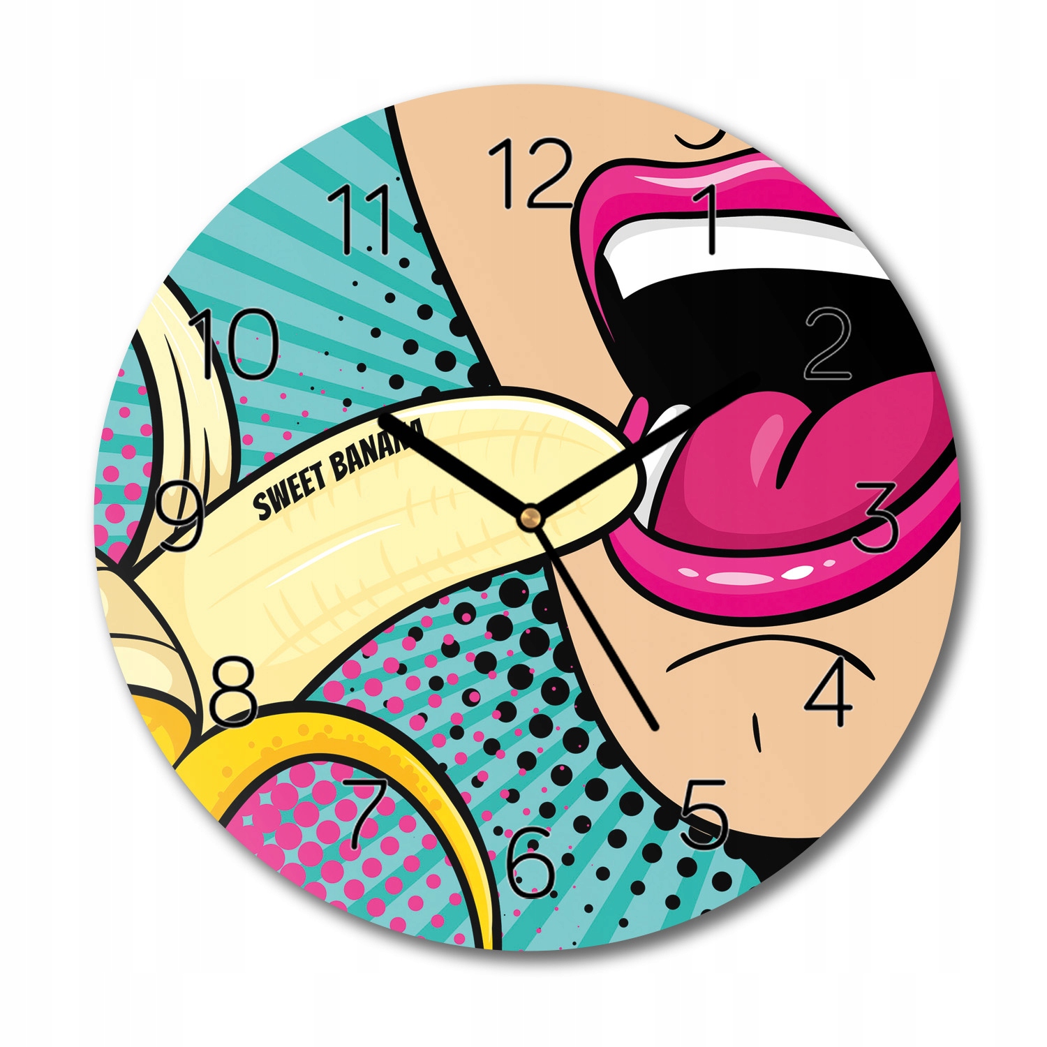 

zegar na szkle Twarz pop art banan okrągły fi 30