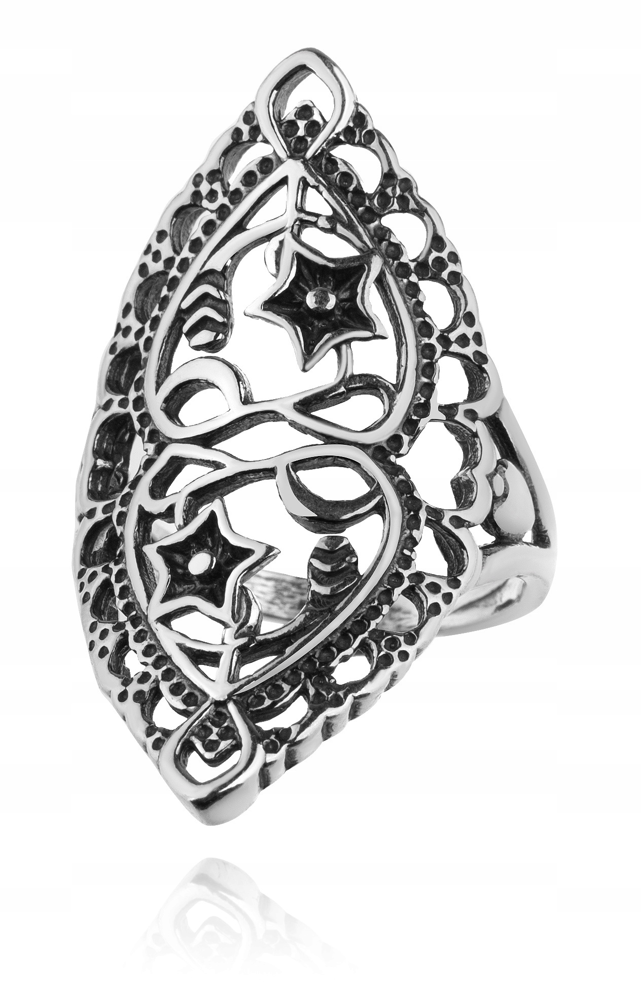 Misternie Zdobiony Ażurowy Pierścionek Srebrny p.925 r.27