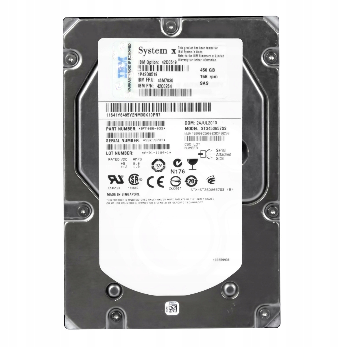 Ibm 46M7030 42C0264 450GB 15K 16MB Sas 3,5'' ST3450857SS