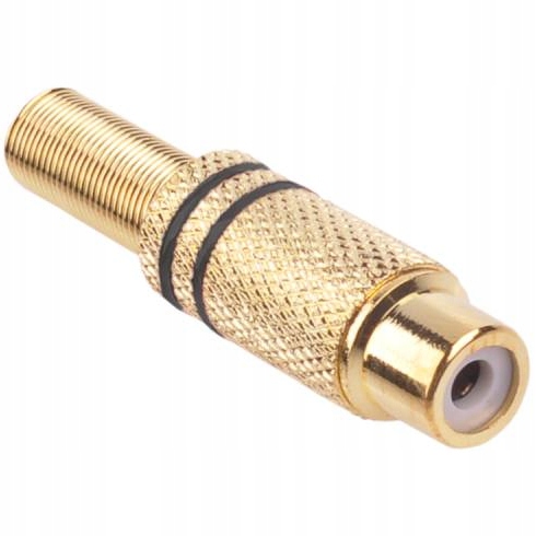Gniazdo RCA na kabel przewód złote czarne 5mm
