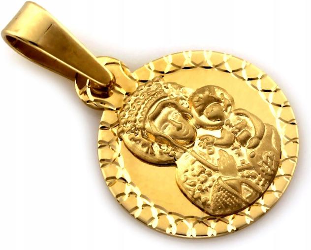 Přívěsek zlatý kulatý 585 medailonek jemné kolečko Křest Svaté Přijímání