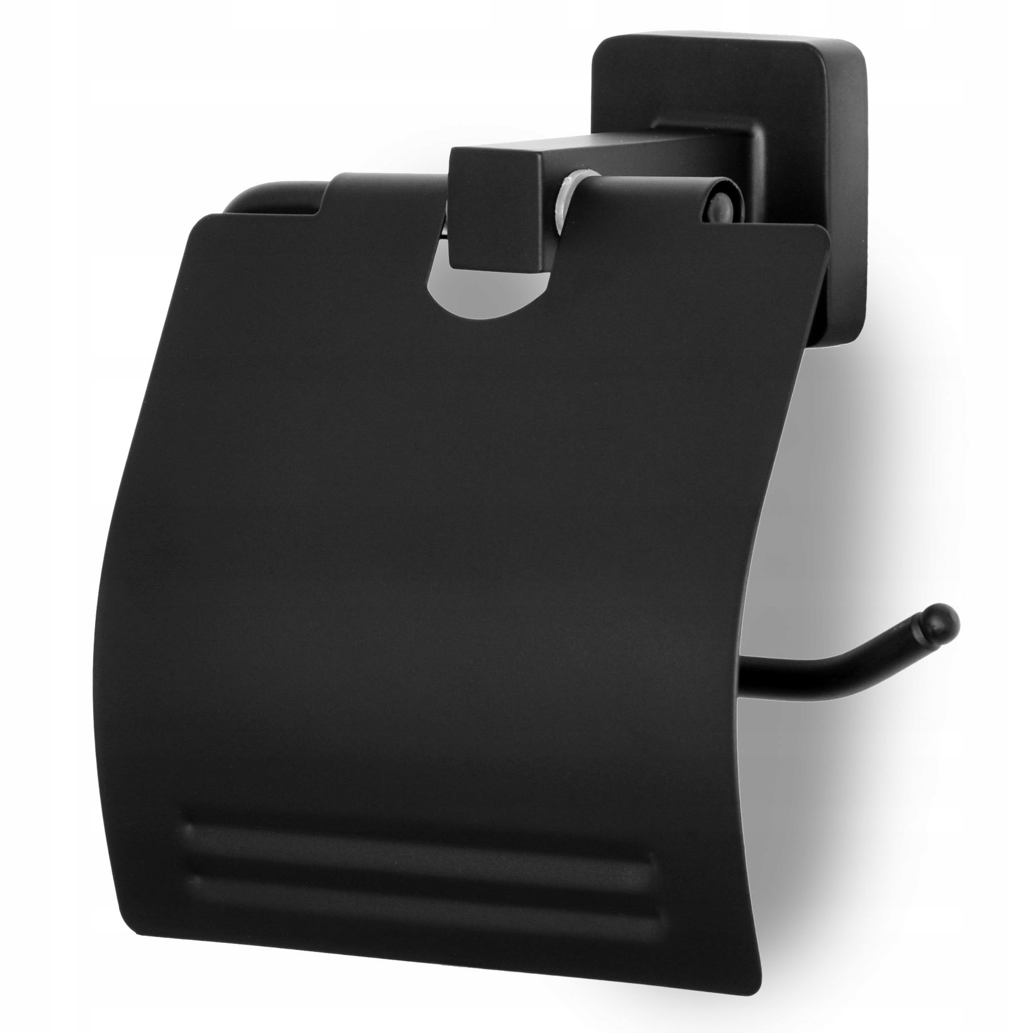 UCHWYT WIESZAK NA PAPIER TOALETOWY CZARNY LOFTOWY Z KLAPKĄ METALOWY