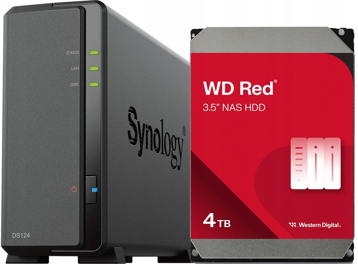 Nas server Synology DiskStation DS124 s 4TB diskem Wd Red