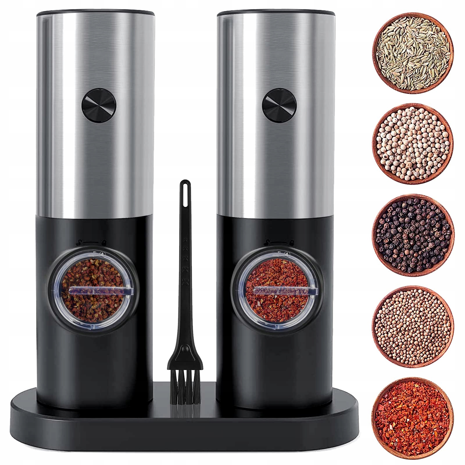 Elektrický Mlýnek Na Sůl A Pepř Černý, Akumulátor S Usb, Sada 2 ks