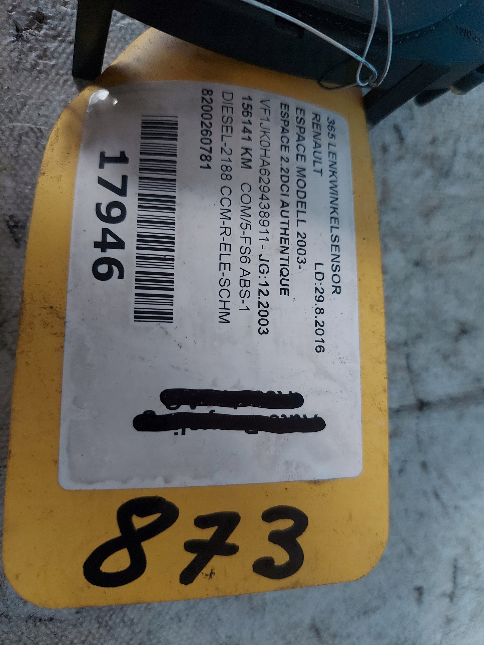 ESPACE IV 8200260781 modul sensor winkel kurvenlicht