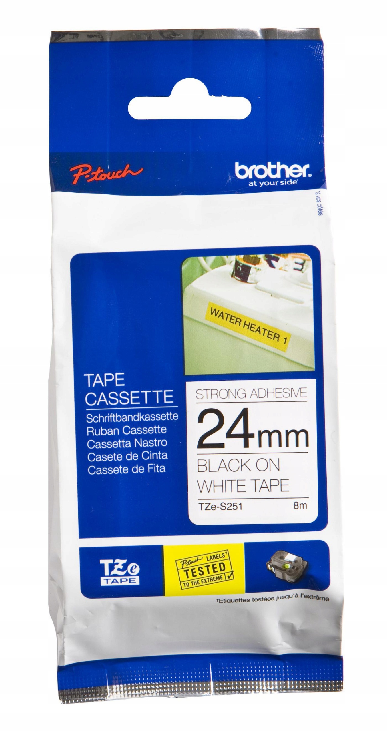 Brother Tape Black on White 24mm, TZES251